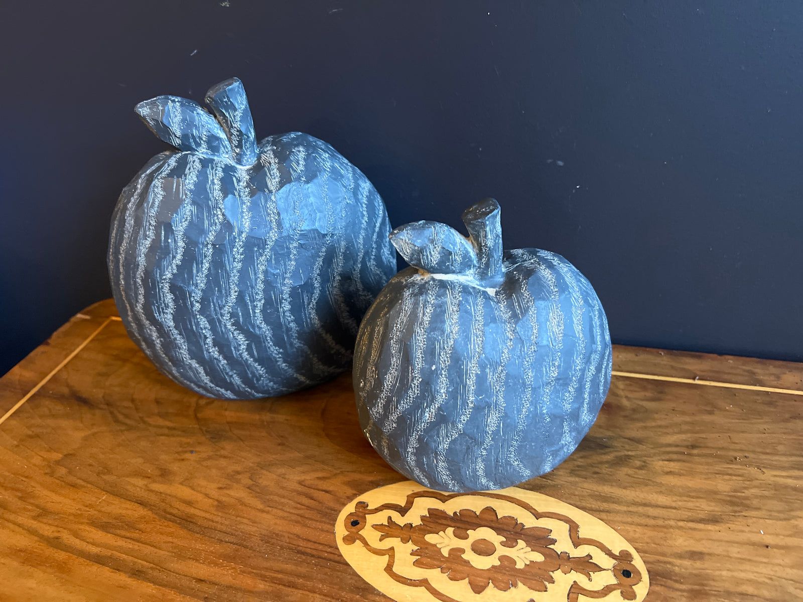  Charcoal wood Finish set of 2 Apples