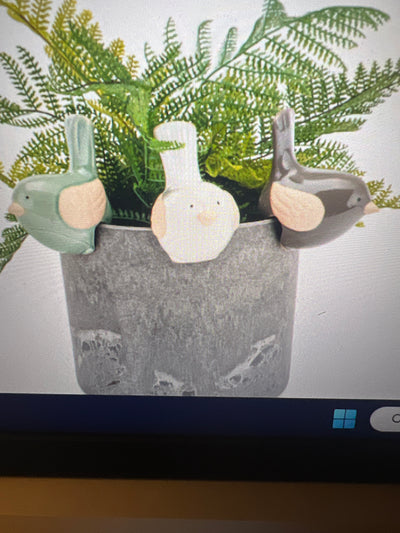  Little Ceramic bird Pot sitters