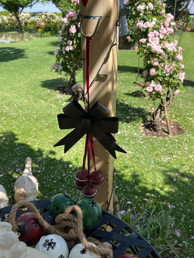  Metal Bow with bells on ribbon