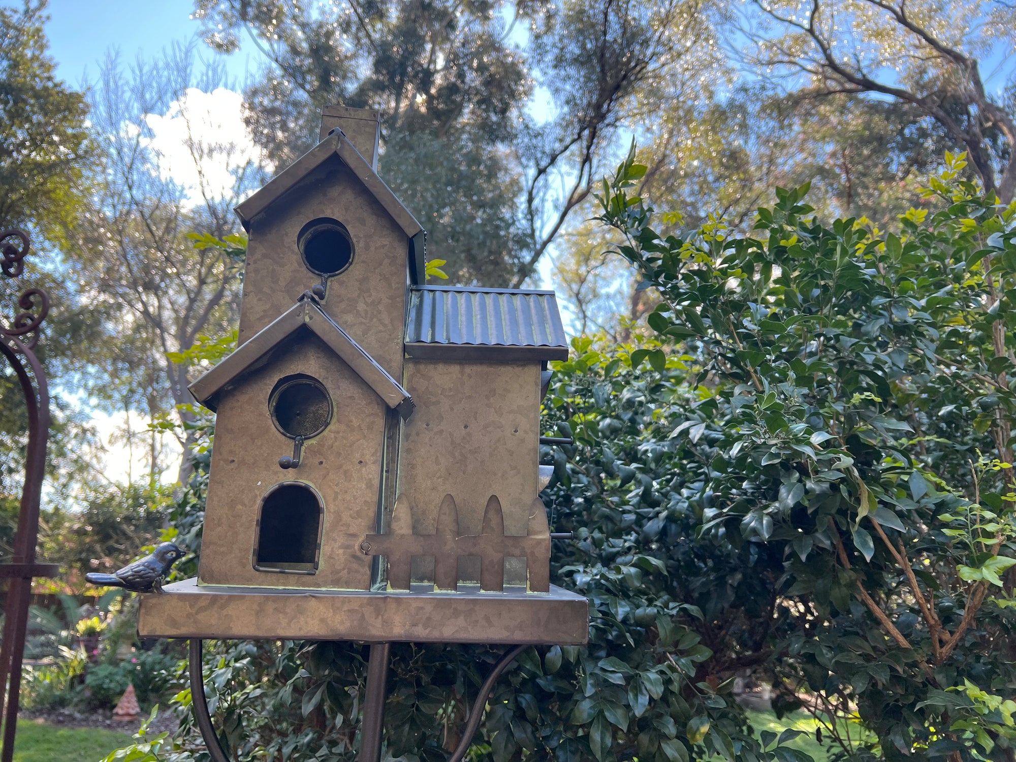   Triple story Bird House on Stake