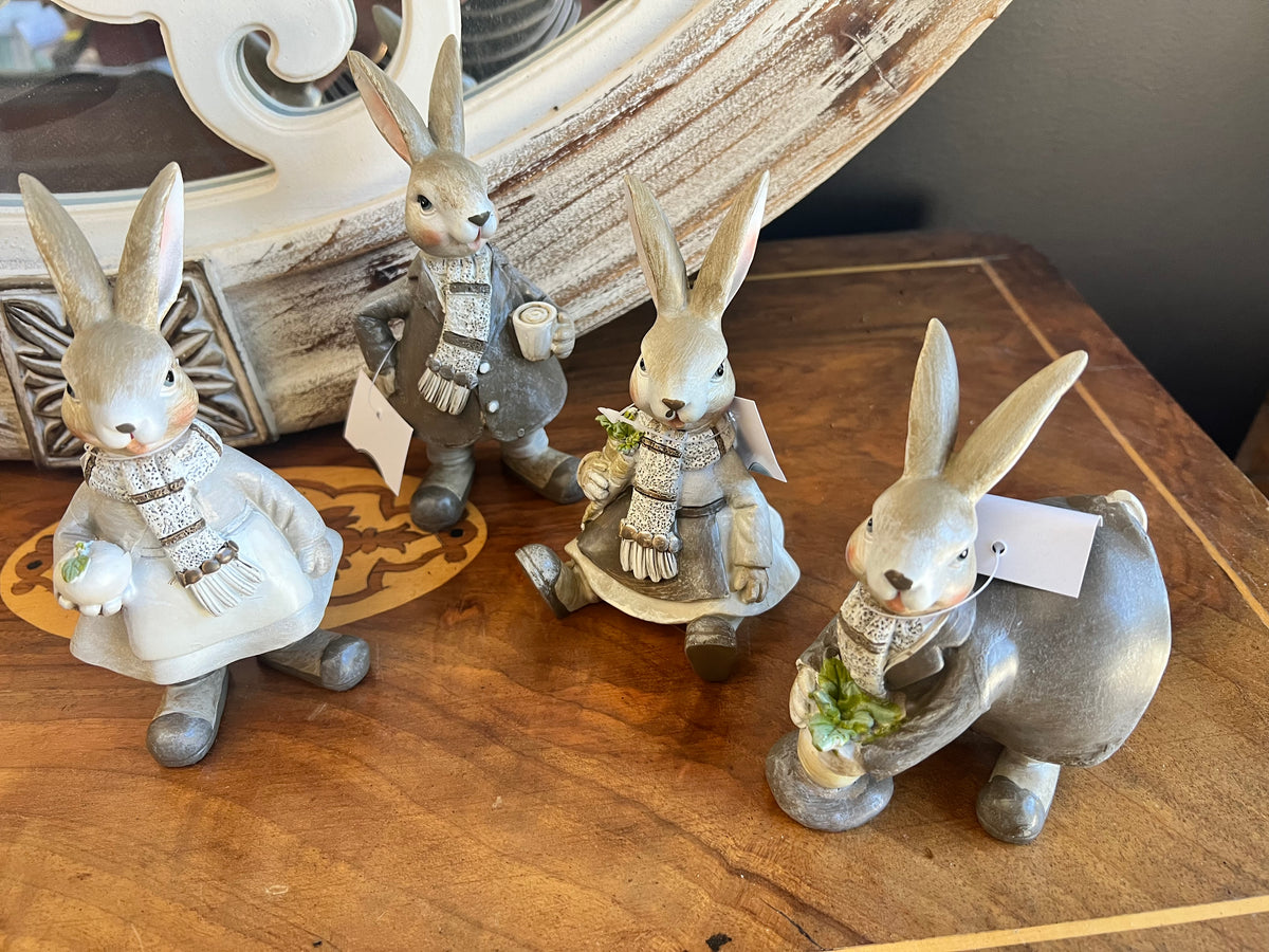  Rabbit Family Set of 4 Ceramic