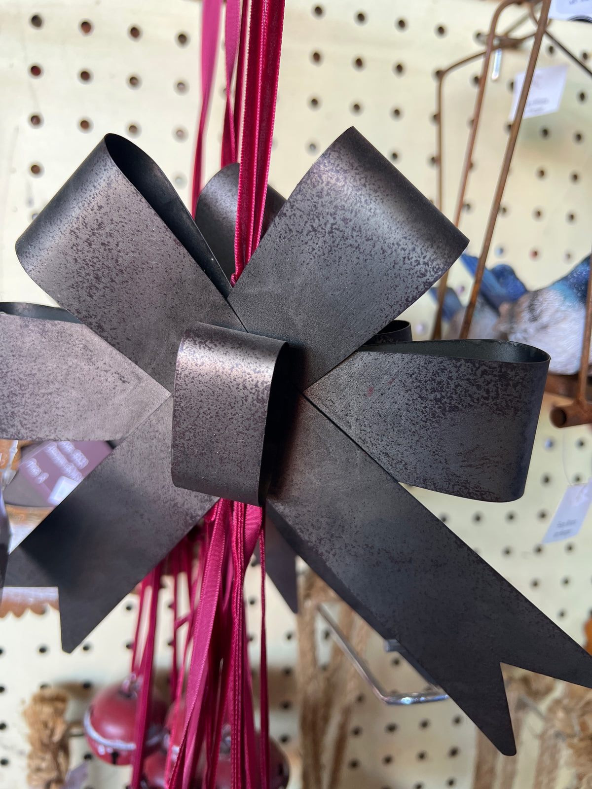  Metal Bow with bells on ribbon