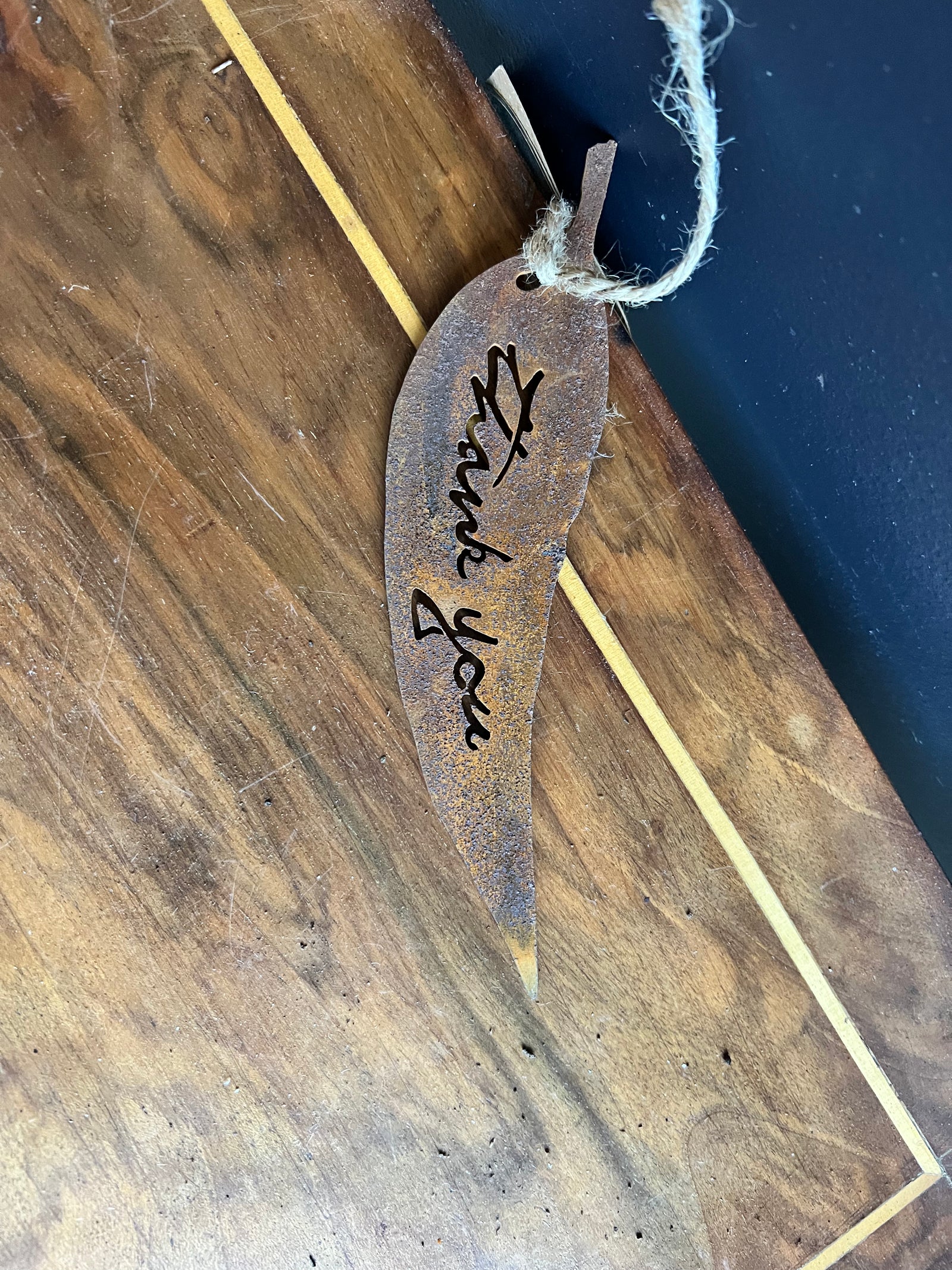  Corten Steel Gum Leaf Tag - Thankyou