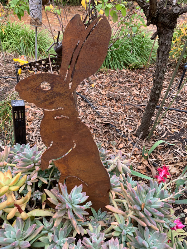 Rustic Garden Art - Rabbit With Screw Hole Base - Faeren Designs