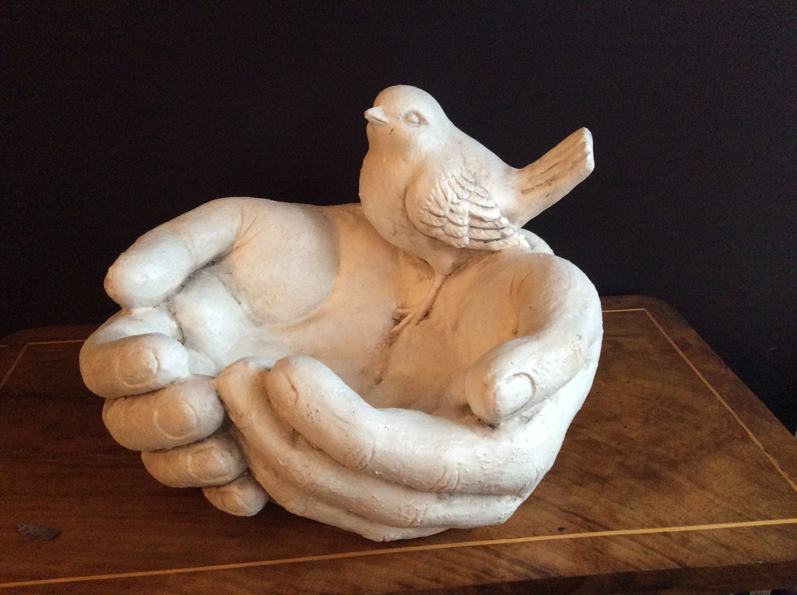  Resin Bird on Hands Feeder or Planter