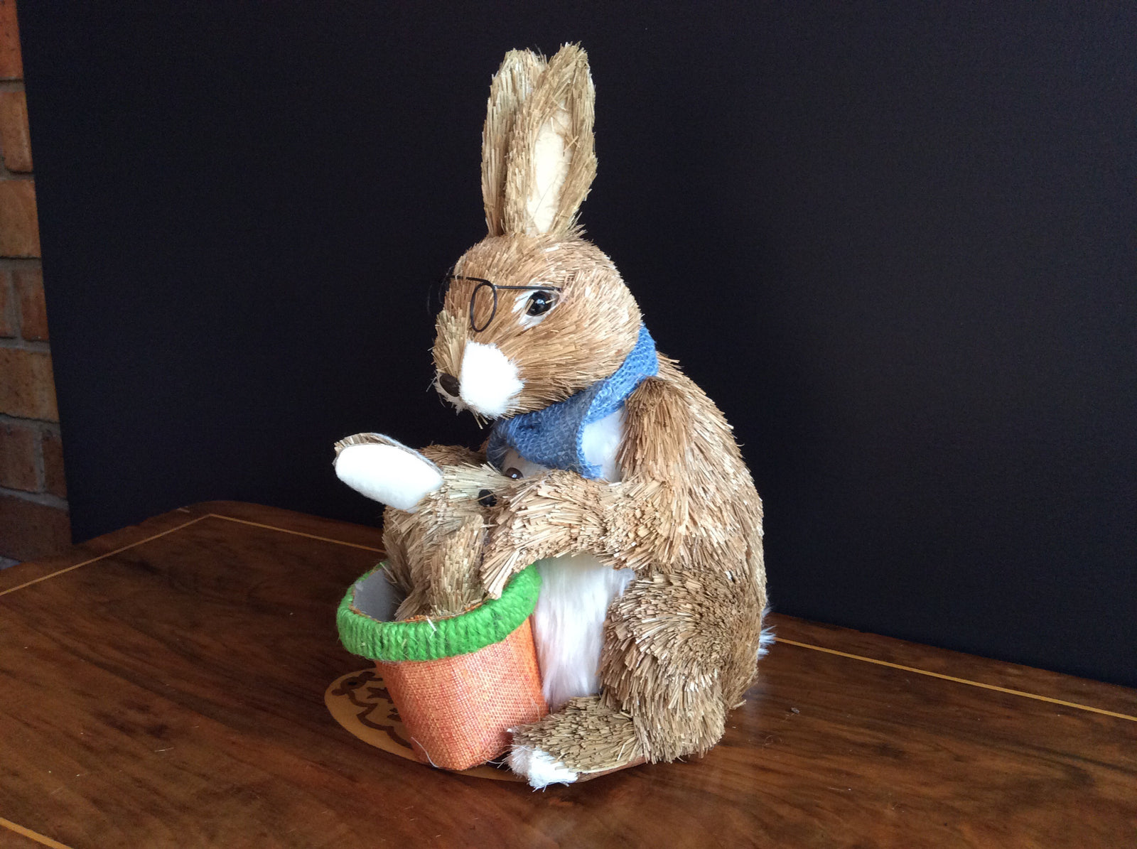  Easter Rabbit with Baby -Straw finish