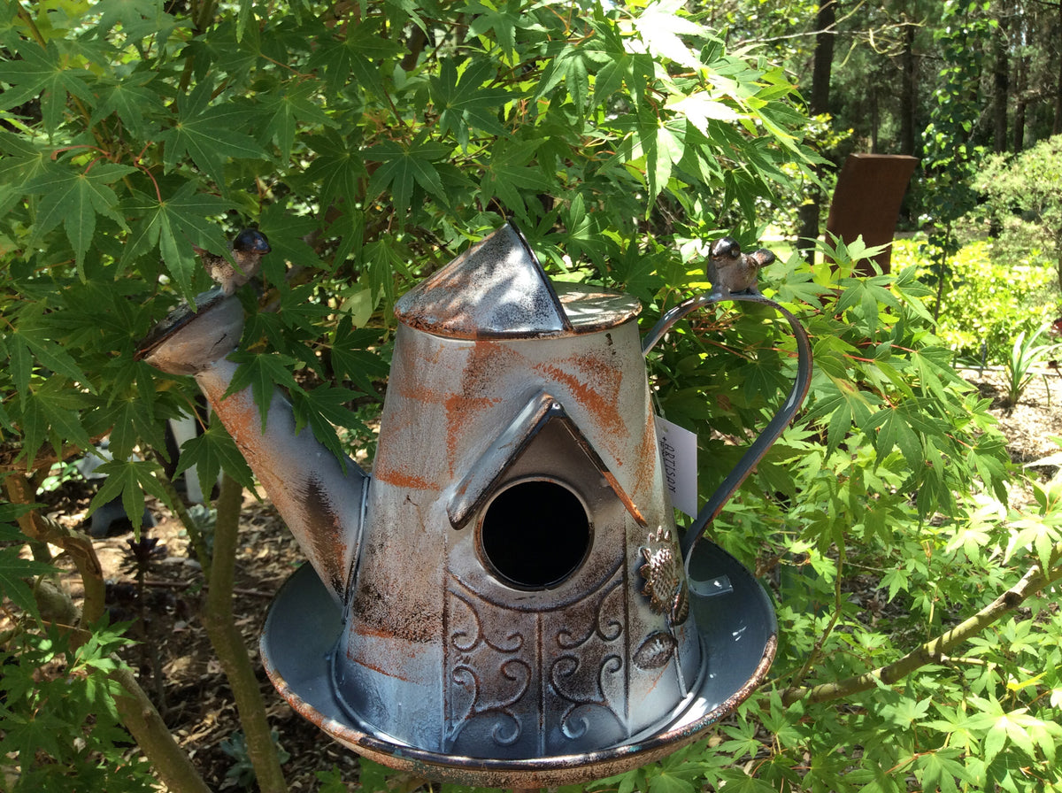  Watering Can Birdhouse Stake
