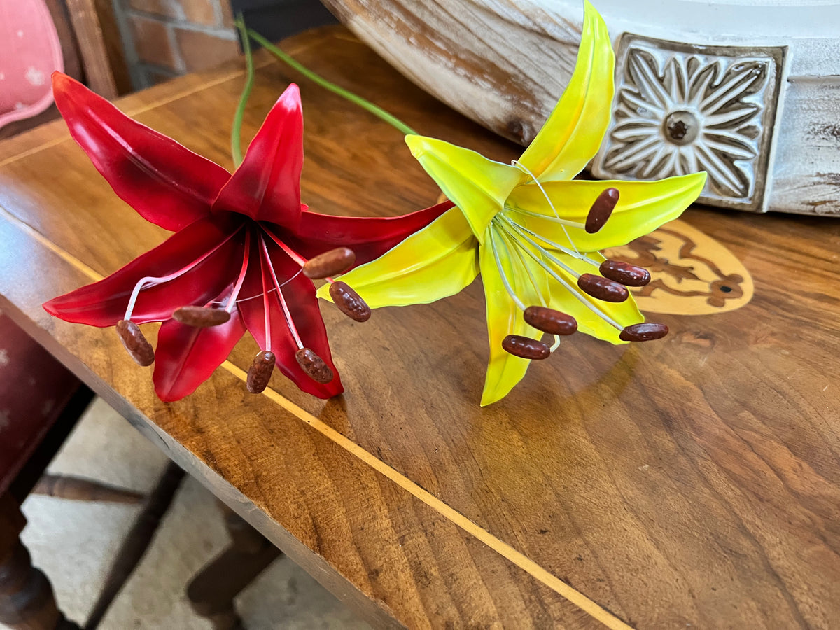  Hand Painted Brightly coloured Lillie’s on a stake