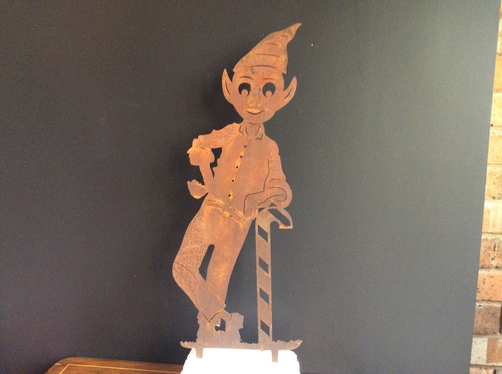  Rust Metal Christmas Elf Boy Stake