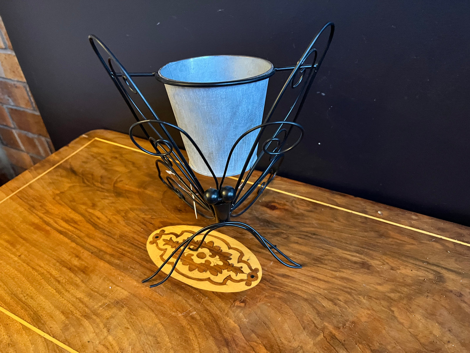  Contemporary Black Butterfly w/pot Plant holder