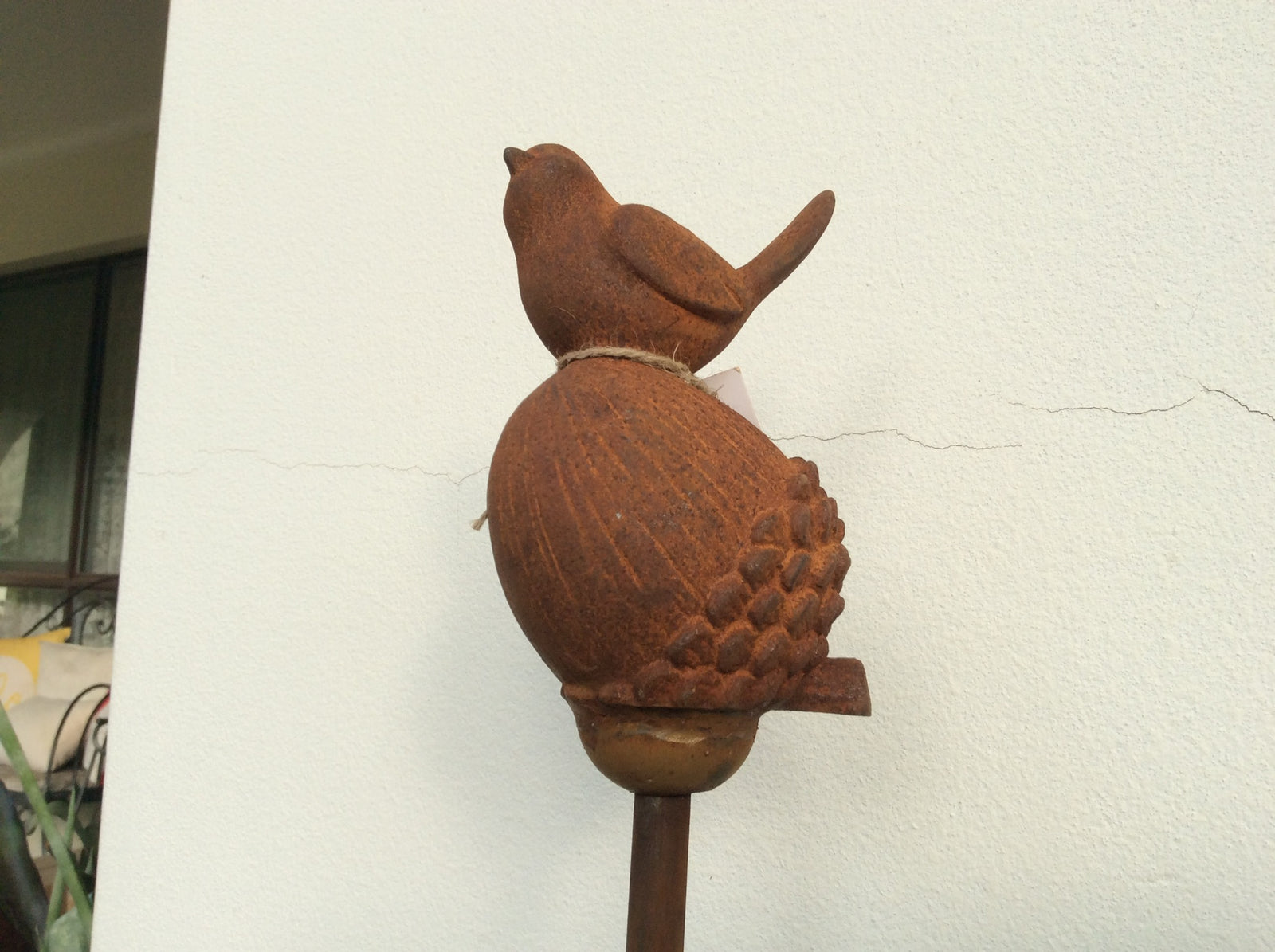  Cast Iron Acorn Bird on Stake -A