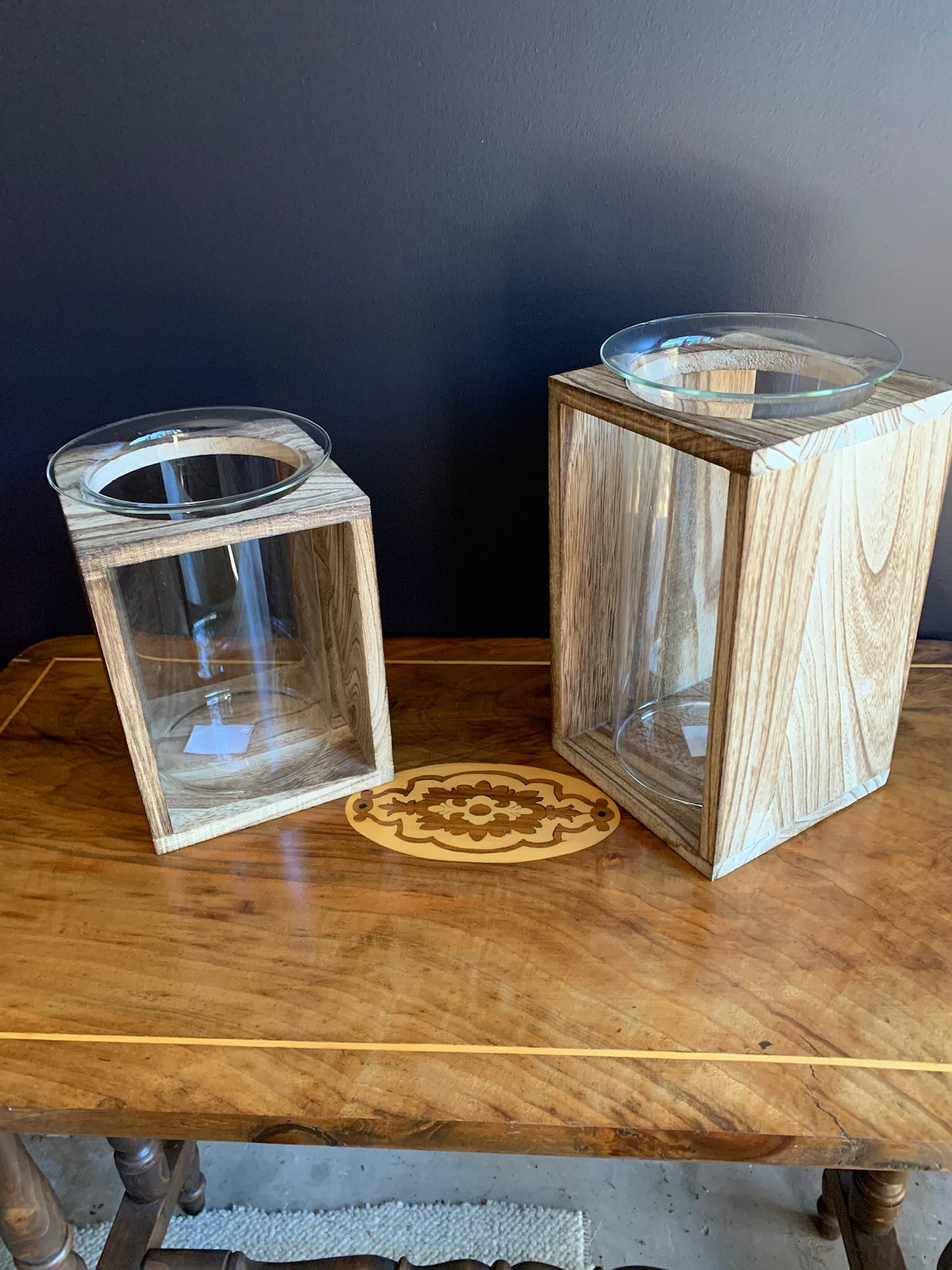  Erik Wooden Base glass Hydro Vase/Planter