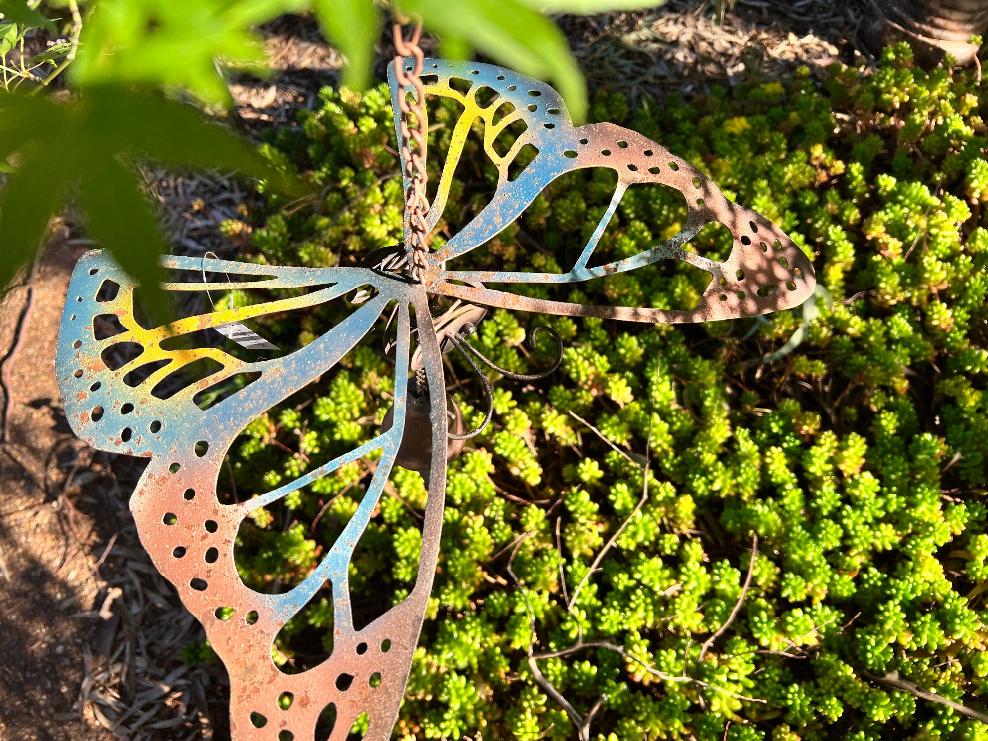   Colour-Rust Hanging Butterfly with Bell