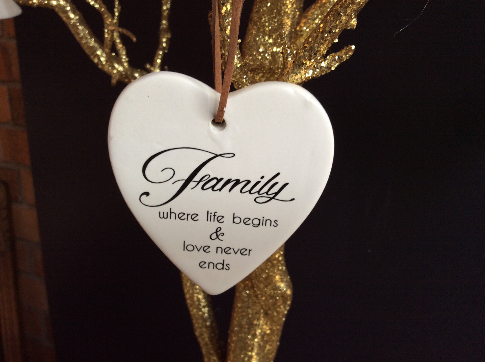  Hanging Off White Ceramic Heart with saying