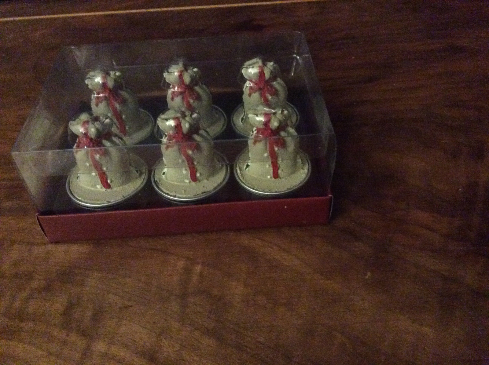  Gift Boxed set of 6 Xmas sack with red ribbon candle tea light