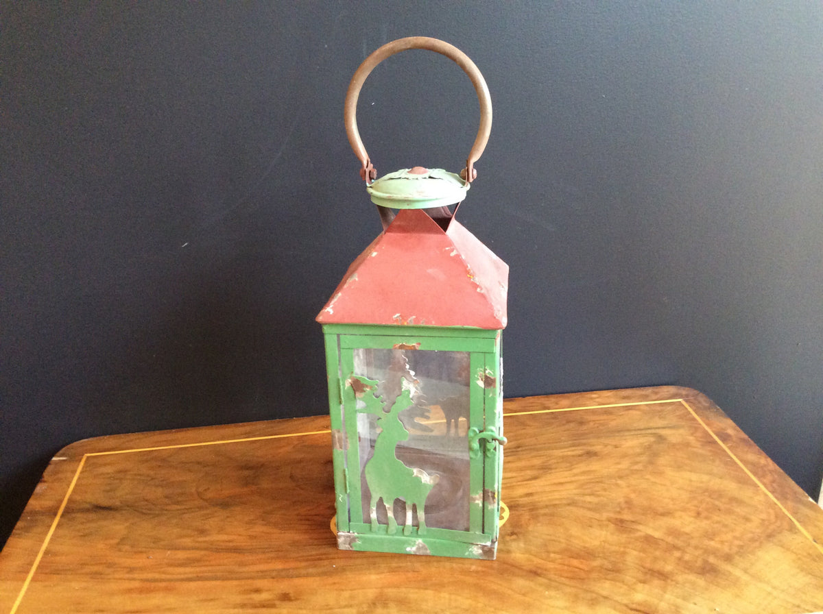 Rustic Tin/Glass Metal Garden Lantern