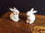  Curios White Crackle Glaze Rabbits -Set of 2