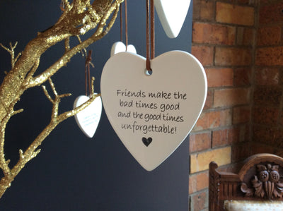  Hanging Ceramic off White Heart with saying