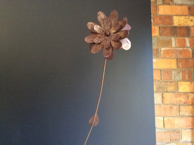  Rust Metal flower on twisted stem